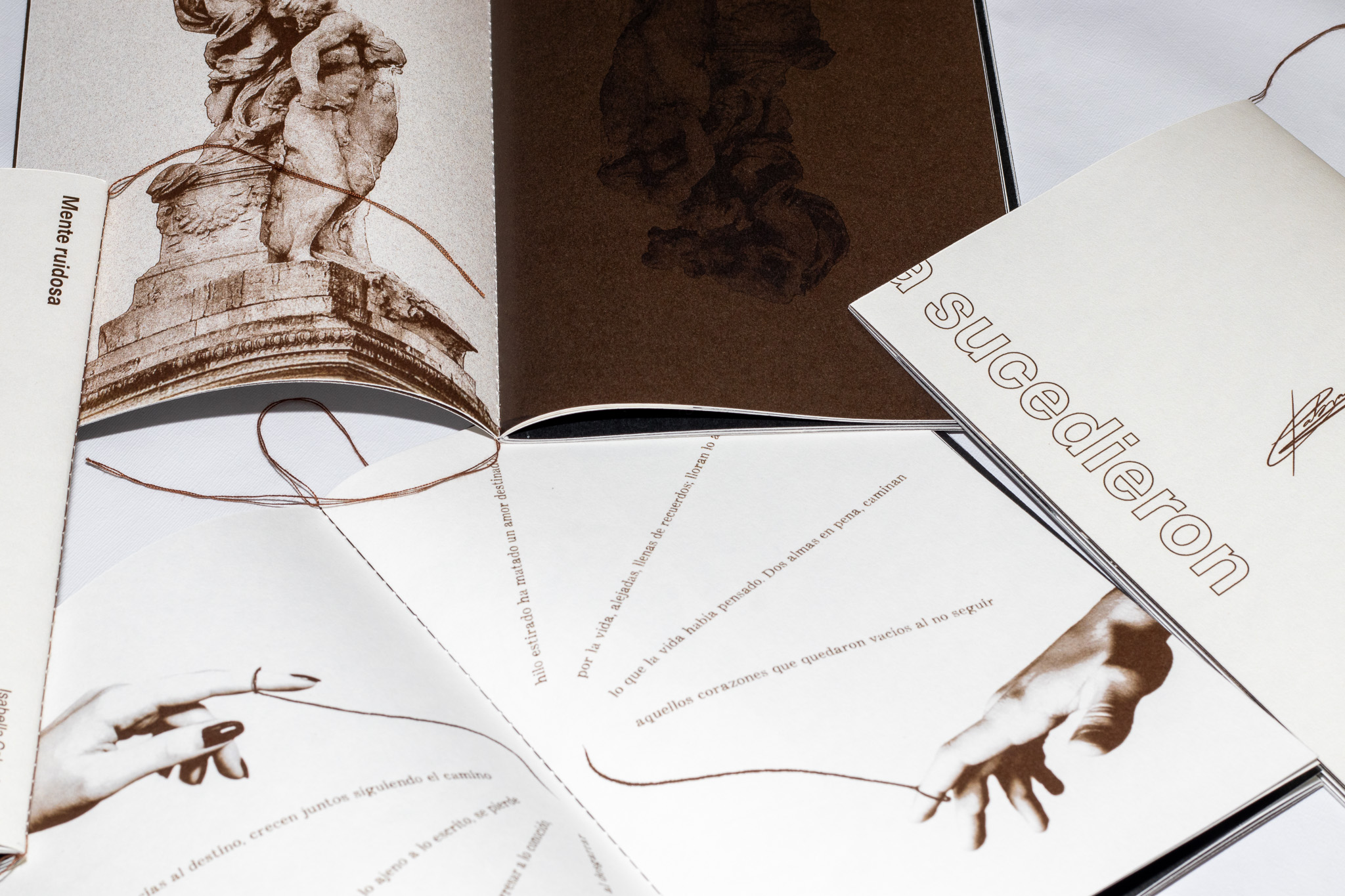 Historias — text arranged as isometric dice, a board game calligram