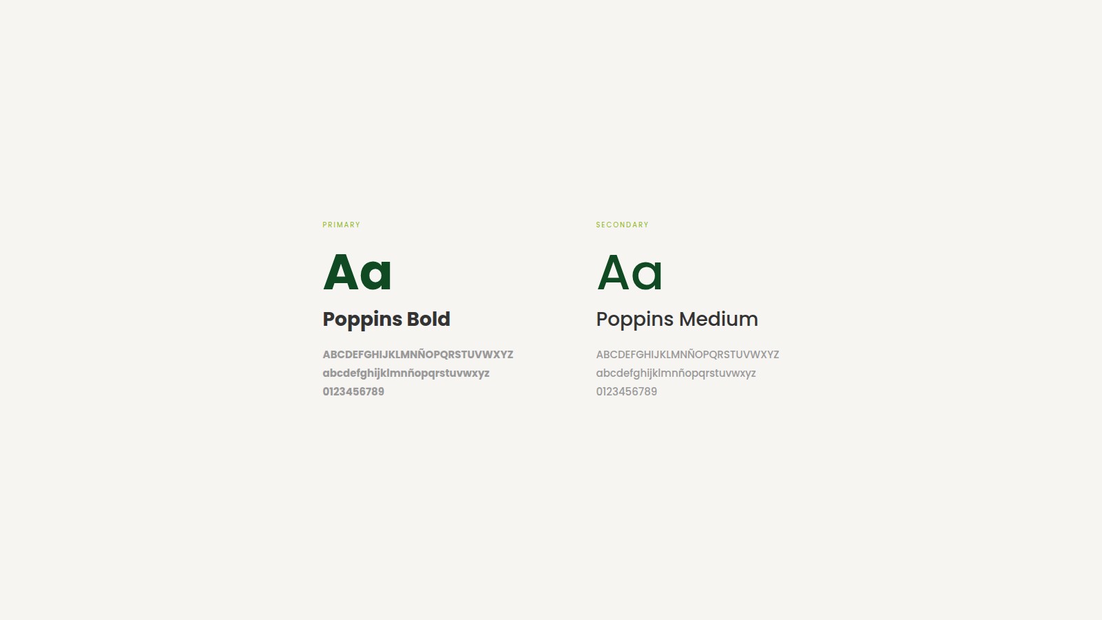 Typography specimen — Poppins Bold and Poppins Medium with full character sets